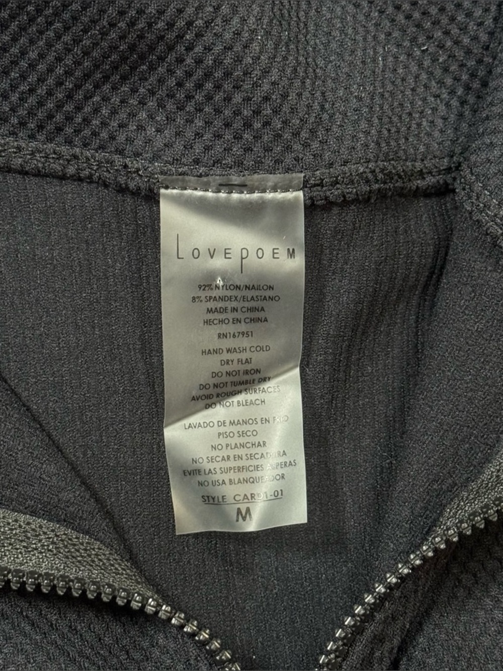 NEW Love Poem Black Cropped Active Jacket Womens Medium Zip Thumbholes Athletic - Picture 7 of 7